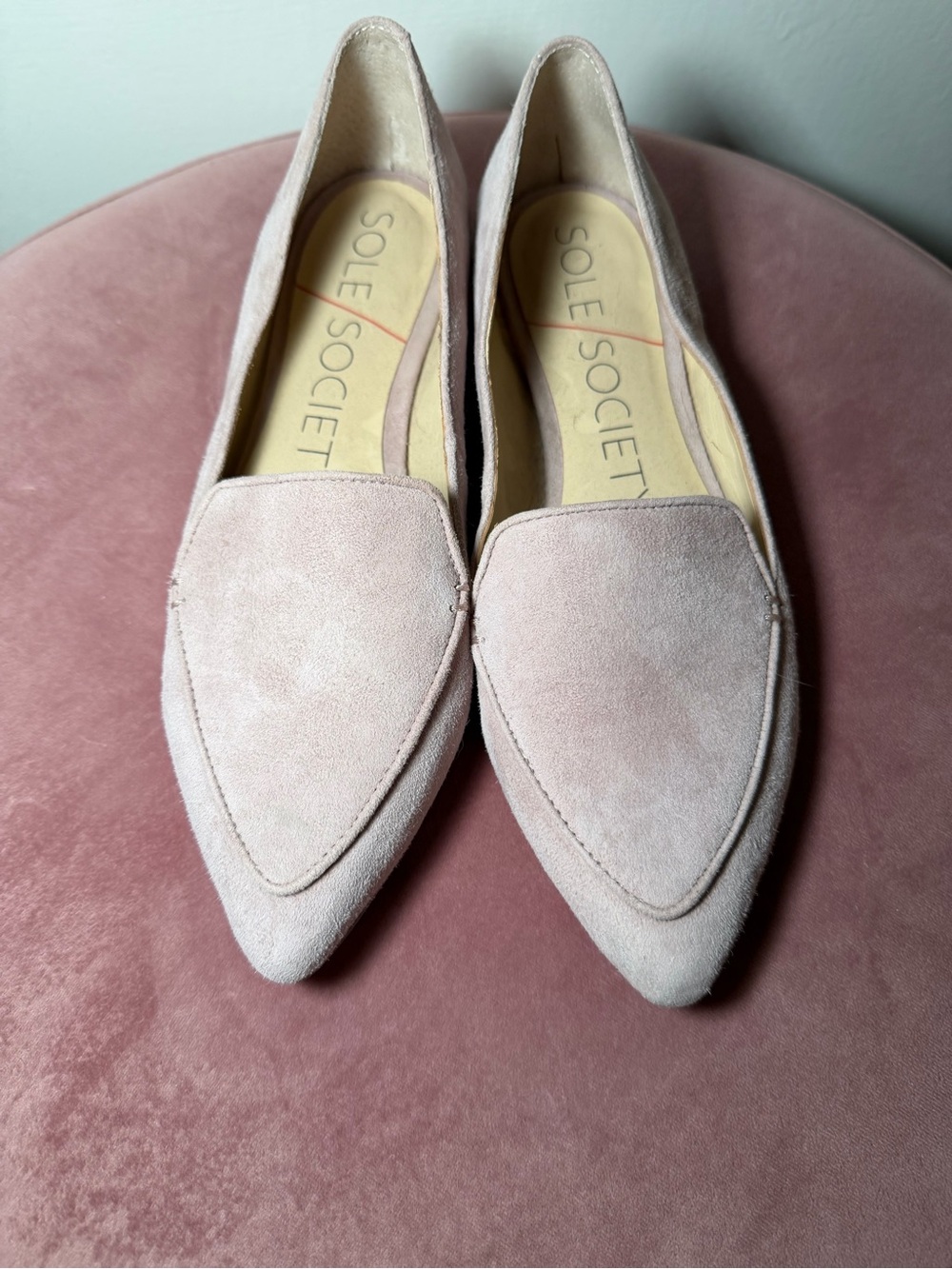 Sole Society Women's Light Purple Suede Pointed Toe Flats